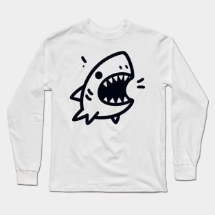 Stick Figure of a Shark in Black Ink Long Sleeve T-Shirt